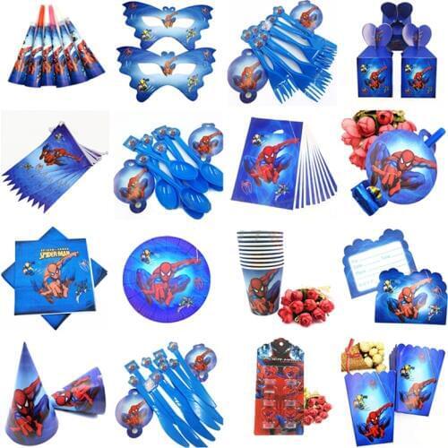 10 Kids Spiderman Happy Birthday Party Supplies Disposable Tableware Festival Decoration Event Favor Gender Reveal Boys Gifts