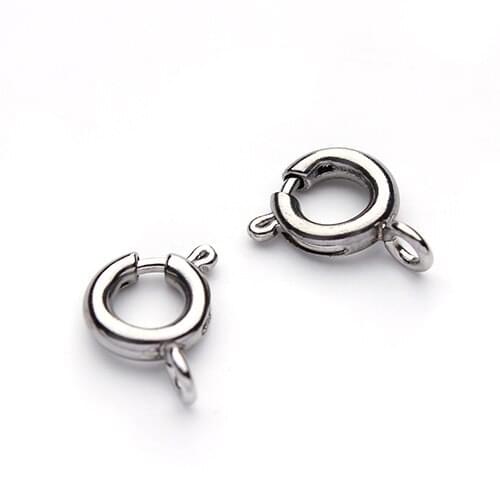 10pcs 6mm Silver Tone 316L Stainless Steel Round Spring Clasp Hook Connectors for DIY Jewelry Findings and Components