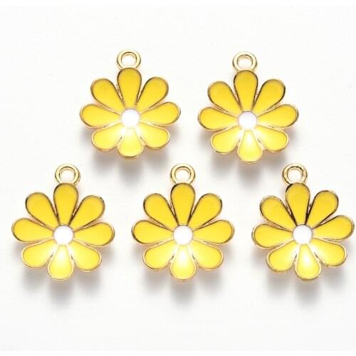 10pcs Alloy Enamel Flower Charms for Jewelry Making DIY Bracelet Necklace Pendants Accessories Supplies 19x16x3.5mm