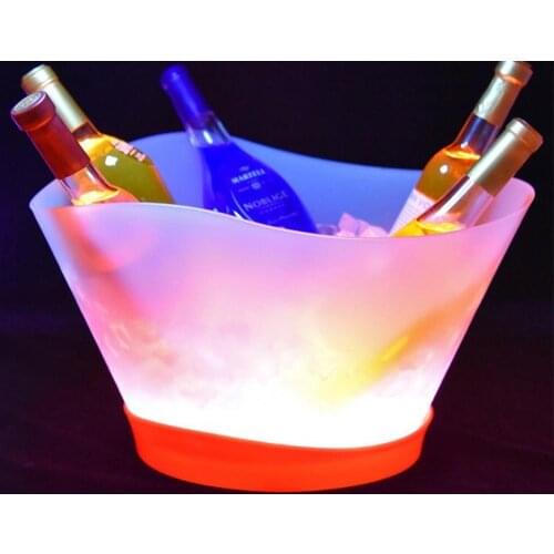12L LED Rechargeable Ice Buckets Color Changing Wine whisky Cooler boat shaped Champagne Beer Holder for Bar party Night club