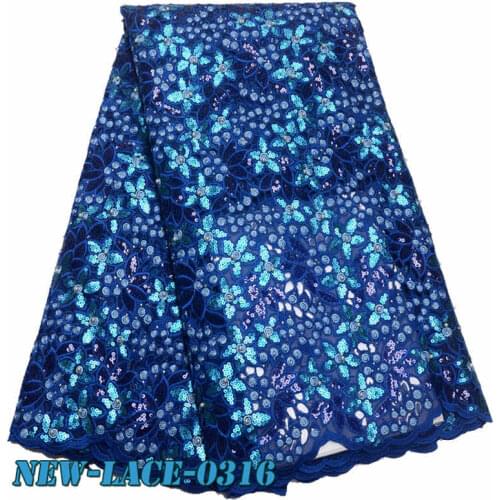 2019 African embroidered sequins Organza Lace Fabric High High Quality Net French Lace Fabric For Wedding dress DB002
