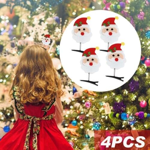 4pcs Elk Kids Santa Claus Party Accessories Felt Christmas Decor Hair Clips Gift