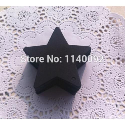 Free shipping 400 pcs a lot 6x6cm blank 350 gsm pentagram black paper tag/labels/gift packing tag/clothing printed swing tag