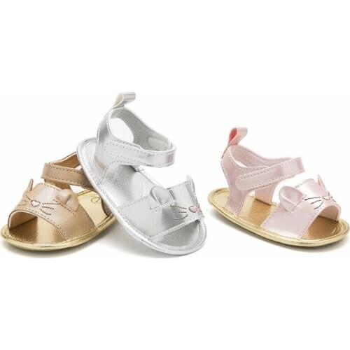 Summer Baby Girl Sandals Newborn Baby Cute Cat Soft Soled Golden Princess Fashion Infant Girl Sandals Baby Shoes 0-18M