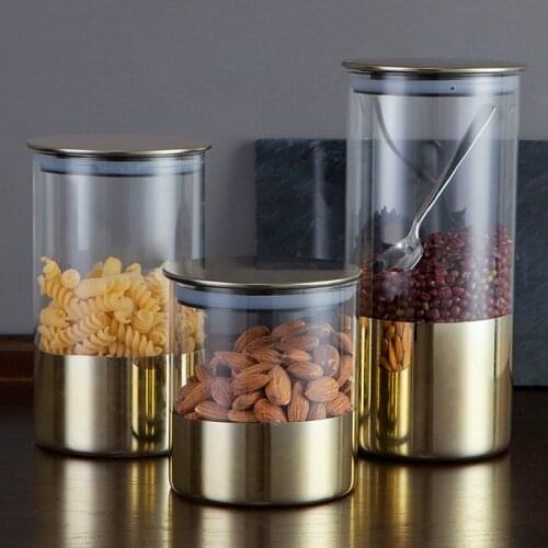 Household glass sealed jar with lid transparent kitchen storage tank moisture-proof food storage tank tea storage box