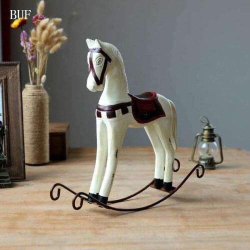 BUF Modern Europe Style Wooden Horse Statue Creative Handmade Gift Home Decoration Accessories Horse Ornament