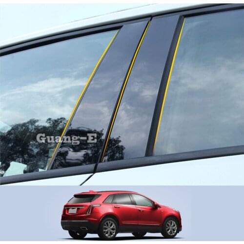 For Cadillac XT5 2016-2021 Car PC Material Pillar Post Cover Door Trim Window Piano Black Molding Sticker Plate