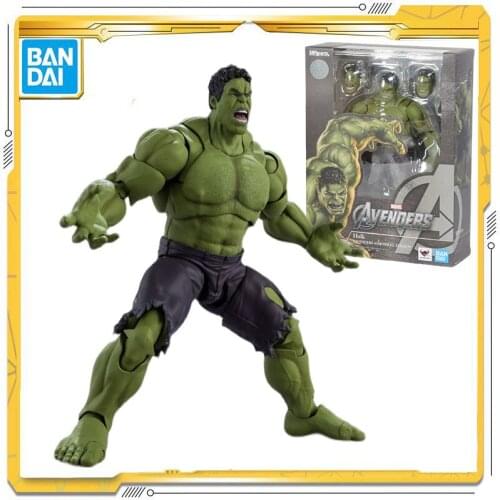 Original Bandai Marvel The Avengers SHF Hulk Anime Action Figur Toy for Child Halloween Gift