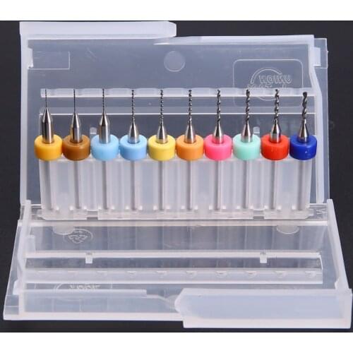 Fixmee 10 x Carbide Micro Drills Bits 0.3-1.2mm Pcb Cnc Jewelry Rotary Tool