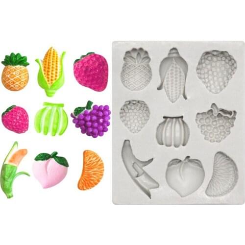 Fruit Pineapple Banana Strawberry Apple Cherry Chocolate Cake Decorating Tools DIY Fondant Silicone Mold
