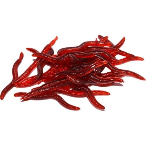 ILure 50 Pcs/bag Fishing Soft Lures 4cm 0.23g Simulation Earthworm Fish Smell Artificial Bait Soft Bait Lifelike Red Accessories