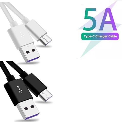 Fast Charge 5A USB Type C Cable For Samsung S20 S9 S8 Xiaomi Huawei P30 Pro Mobile Phone Charging Wire White Blcak Data Line
