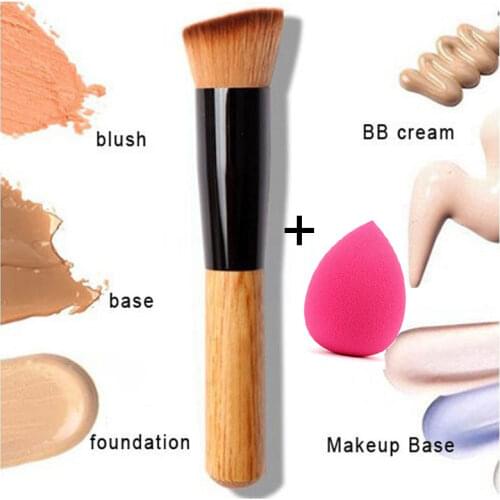Makeup Brushes Powder Concealer Blush Foundation Face Makeup Brush Wood Handle Cosmetic Puff for Liquid Cream Beauty Makeup Tool