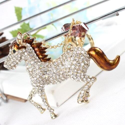Horse Keyring New Fashion Cute Purse Bag Car Rhinestone Crystal Key chain Mother Daughter Friend Girl Gift