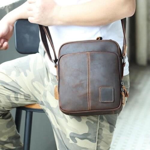 High quality Genuine Leather shoulder bag unisex leather messenger bag Cowhide Crossbody Bag for iPad casual satchel bag
