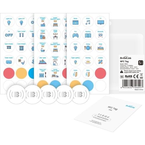 BroadLink NFC Tags, NXP NTAG215 Waterproof NFC Tag Sticker, Works on Metal, Trigger Home Automation Devices and Scenes