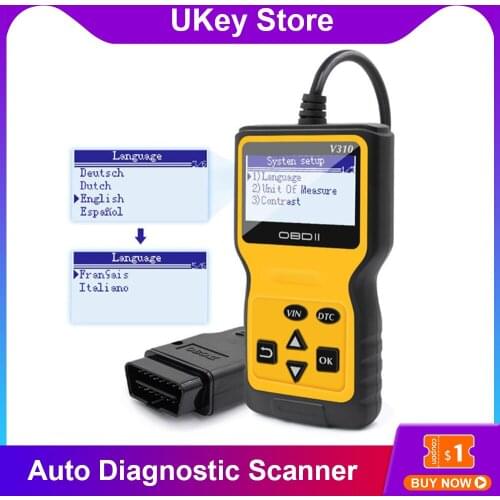 Mini V310 OBD2 Scanner Auto Diagnostic Scanner OBD Code Reader Car Engine Fault Diagnostic Tool Multi Languages Car Accessories