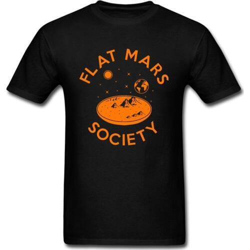 Flat Mars Society T-shirt Novelty Men Tee Shirt Cotton Summer Black Tees Occupy Mars Space X Letter Top Tshirt Geek Mens Clothes