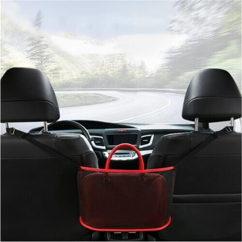 New Car Net Pocket Handbag Multifunction Holder Organizer Packaging PU Leather for Seat Side Black Storage Mesh Car Accessory