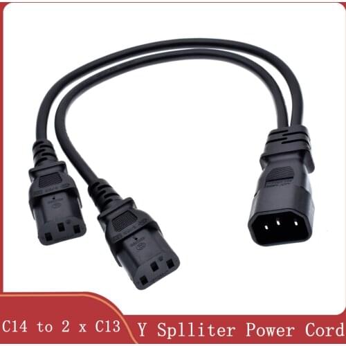 Wholesale 1pcs Single C14 to Dual C13 5-13R Short Power Y Type Splitter Adapter Cable Cord 30cm
