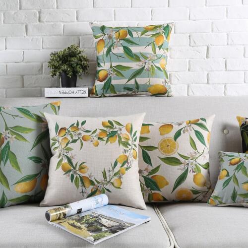 Wholesale 2017 NEW ON SELL comfortable creative Home Decor Pillow Lemon pattern Cushion Decoration green plants Throw Pillows