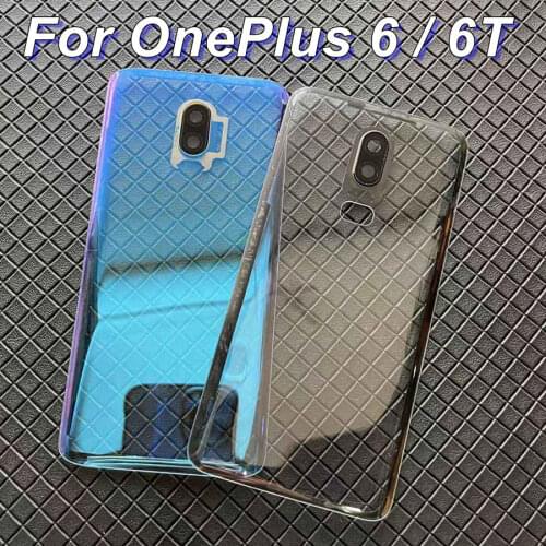 Original Back Glass Oneplus 6 6T Battery Cover One Plus 6 T Rear Battery Door Housing Case Oneplus 6T Back Cover+Camera Lens