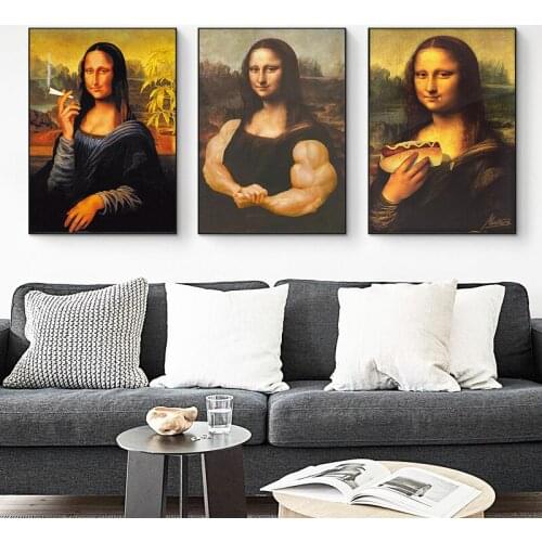 Poster Funny Humor Mona Lisa Canvas Painting Home Room Decor Picture Abstract Fashion Wall Art Prints Poster On Loft