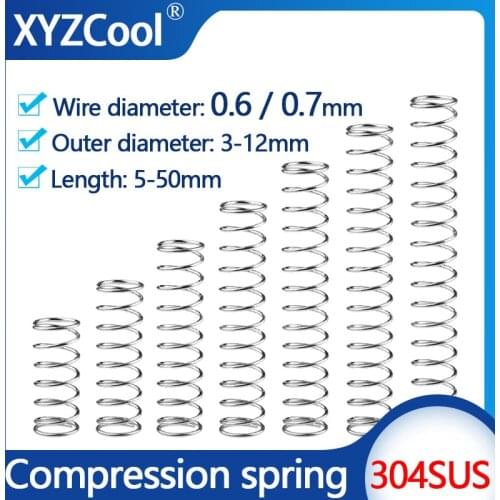 Stainless Steel Compression Spring Machine Coil Pressure Release Return Compressed Spring Wire Diameter 0.6mm 0.7mm 10piece