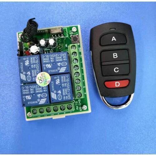 Hot Sale DC 12V 4CH Remote Control Relay Switch 1pcs Transceiver with 1 Receiver 200M Wireless Remote