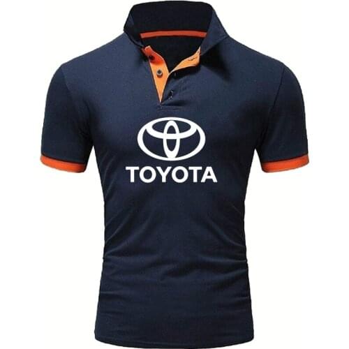 Fashion NEW Toyota Car Logo Printing Summer Mens Solid color short sleeve High quality Pure cotton Casual Mens polo shirt