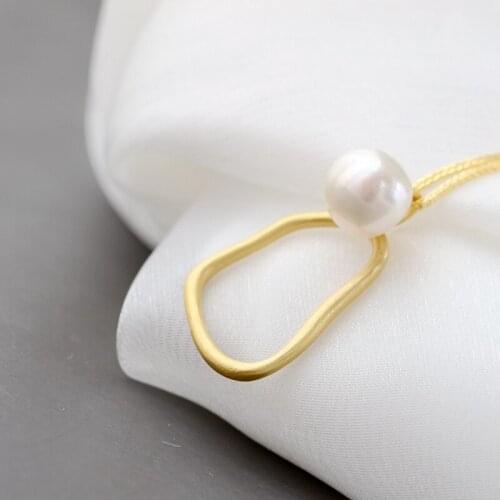 Handmade Creative 18K Gold Plated Trendy Natural Baroque Freshwater Pearl Personality Irregular 925 Sterling Silver Pendant