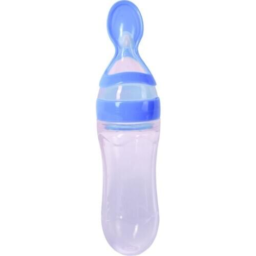 Newborn Baby Squeezing Feeding Bottle Silicone Training Rice Spoon Infant Cereal Food Supplement Feeder Safe Tableware Tools