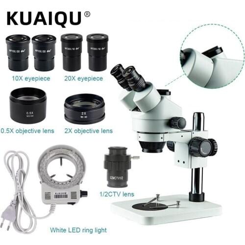 Simul Focal Industrial Binocular Trinocular Stereo Microscope Magnification Continuous Zoom 7X - 45X 3.5X-180X For Repair Solder