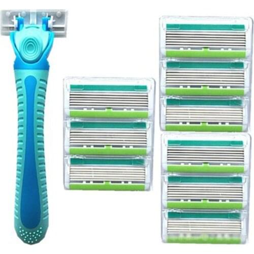 Six-layer Blades Hair Removal Portable Mini Professional Women Body Face Leg Bikini Hair Remover With 10 Heads