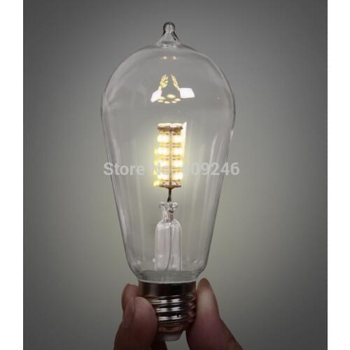 10PCS Loft E27 Edison LED SMD Bulb Lamp Light 3W Clear Glass ST58 360 Degree Warm White Cafe Bar Coffee Shop