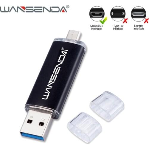 WANSENDA USB 3.0 USB Flash Drive 16GB 32GB 64GB 128GB 256GB External Storage Pen Drive OTG 2 in 1 Pendrive for Android System
