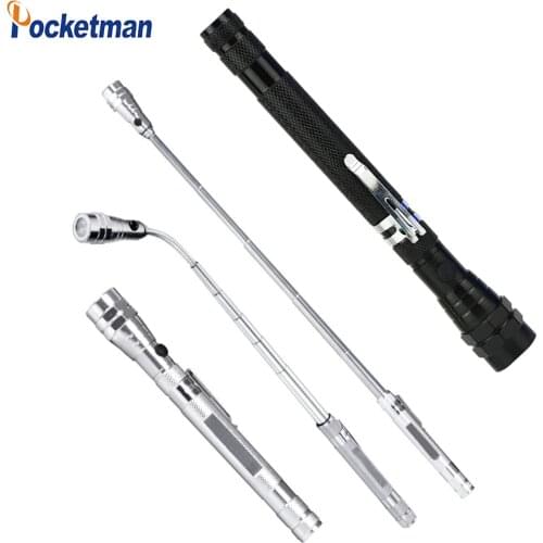 Waterproof Portable flashlight Flexible Head Flashlight Torch with a magnet Telescopic 3 LED lamp Pick Up Tool Lamp Light