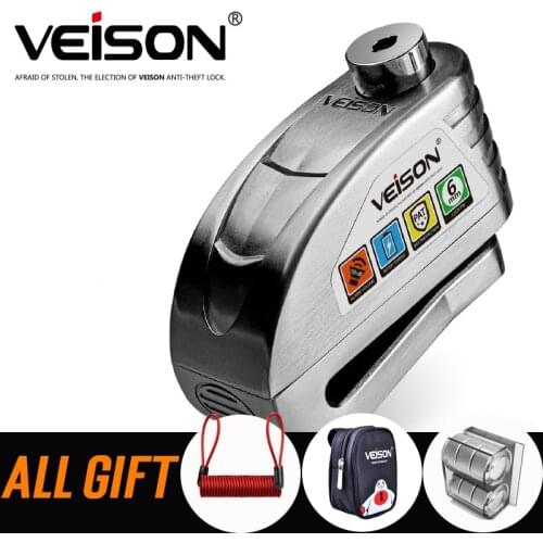 VEISON Waterproof Motorcycle Alarm Motorcycle Lock Steel Disc Lock Security Anti Theft Bike Lock Para Moto Alarma Moto DX19
