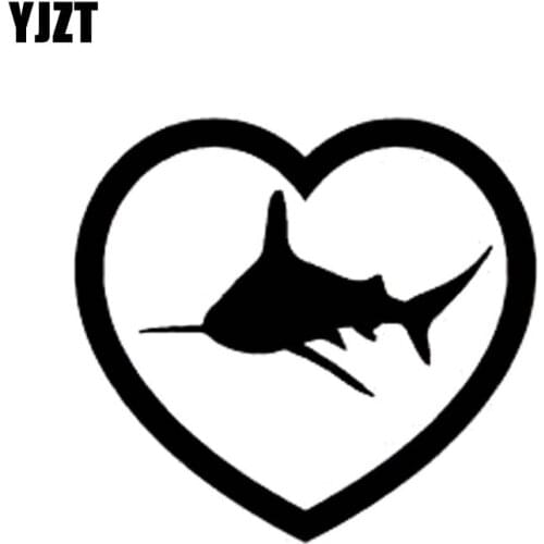 YJZT 10.8cm*12cm Heart SHARK Fashion Vinyl Car-styling Car Sticker Decals Black Silver C11-0334