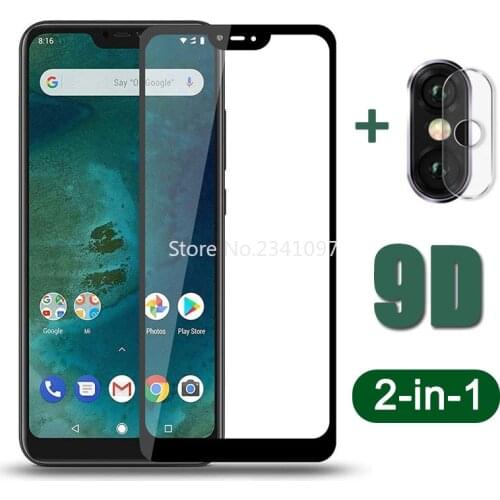 For Xiaomi mi a2 lite light 8 lite9se Full Glue Cover Screen Protector Camera Lens Film Glass on xiaomi mia 2lite mia2lite glass