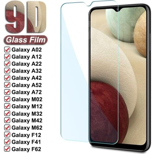 9D Protective Glass For Samsung Galaxy A02 A12 A22 A32 A42 A52 A72 Tempered Glass on F12 F41 F62 M02 M12 M32 M42 M62 Screen Film