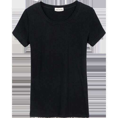 Zuolunouba Summer Fashion Commuting Short-sleeved Slim Women T Shirt Solid Color Harajuku Female Tees Tops Bottoming Shirt