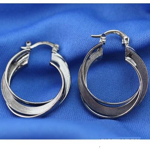 New Lovers Black Gold Earring Round Geometric Design 925 Sterling Silver colorFashion Black Earrings For Men And Women 02