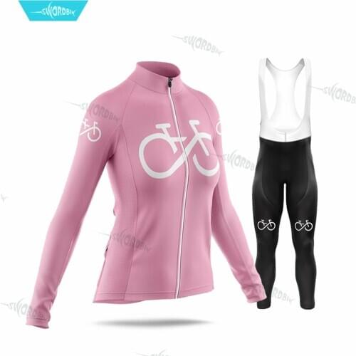 Swordbik Women Cycling Clothes Set Spring Autumn Long Sleeve Jersey Kit Lady Cycling Clothing Suit Breathable Summer Sportsuit