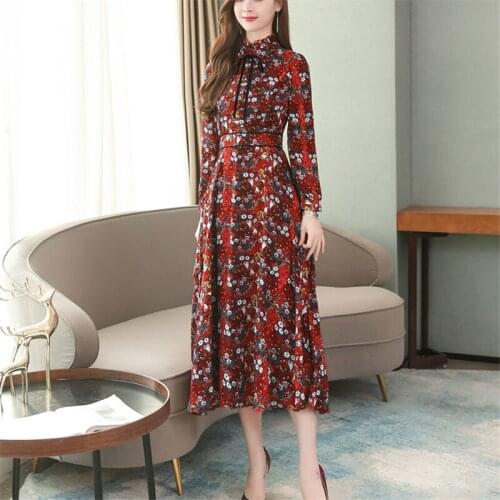 Floral Long Dress Summer Autumn charming Long Sleeve Spring Elegant Retro Maxi Boho Dress Women