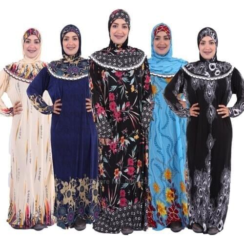 Full Cover Women Muslim Abaya Dress Traditional Hijab+dress Islamic Clothing Set Dubai Arabic Turkish Ramadan Prayer Outfits