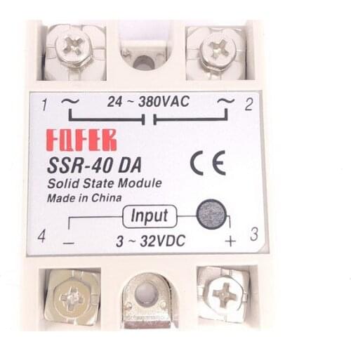 10PCS SSR-40 DA DC to AC DC-AC Solid State Relay Module for SSR-40DA Temperature Controller 24V-380V 40A 250V