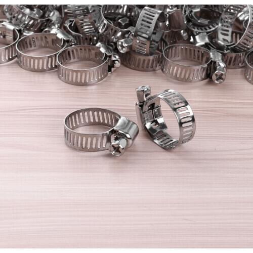 5Pcs 304 Stainless Steel Hose Clamp Polished Adjustable Duct Worm Gear Dryer Vent Hose Hoop Pipe Clamp Clip