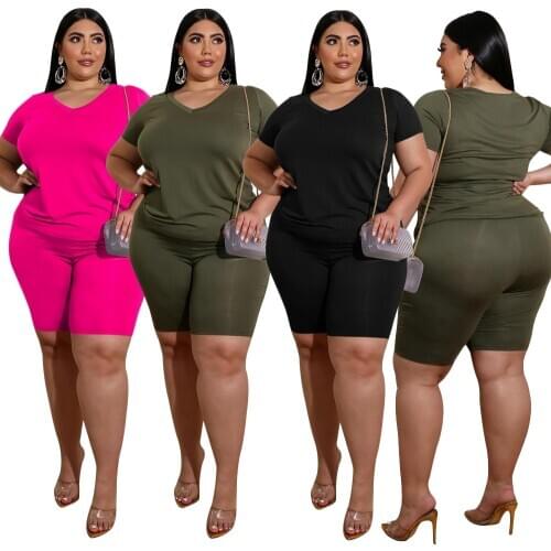 Adogirl Fashion Solid Plus Size XL-4 XL Two Piece Set