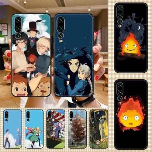 Anime Howls Howls Moving Phone case For Huawei P Mate P10 P20 P30 P40 10 20 Smart Z Pro Lite 2019 black tpu bumper painting